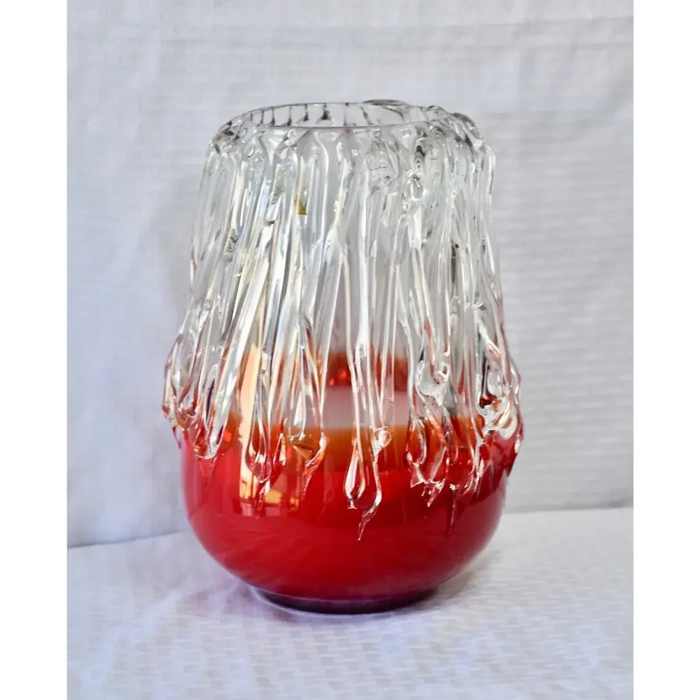 Italian Murano Enrico Cammozza Sculpture Studio Hand Blown Glass Vase